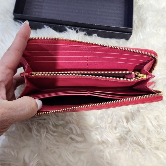 Prada peonia pink   saffiano leather zip around wallet with box - Picture 15 of 17